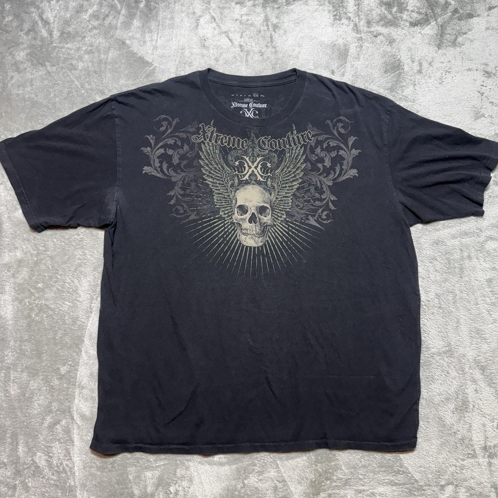 Vintage Xtreme Couture Affliction T Shirt Mens 2XL Skull Wings MMA Made In USA